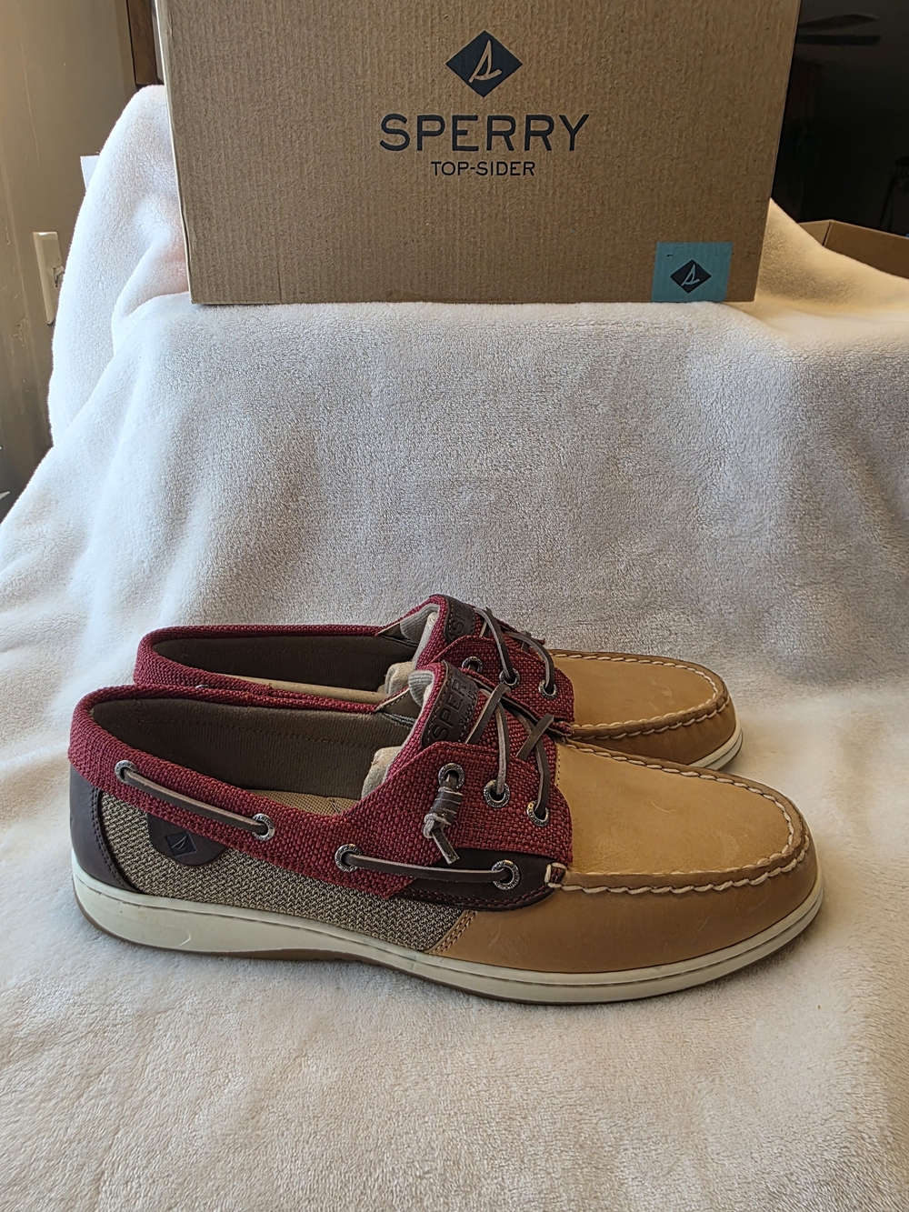 Sperry Two-Tone Red and Tan Boat Shoes